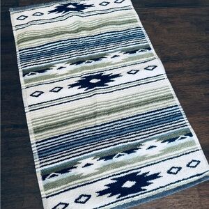 Wrangler Blue Green Western Aztec Coyote Sands Stripe Hand Towel